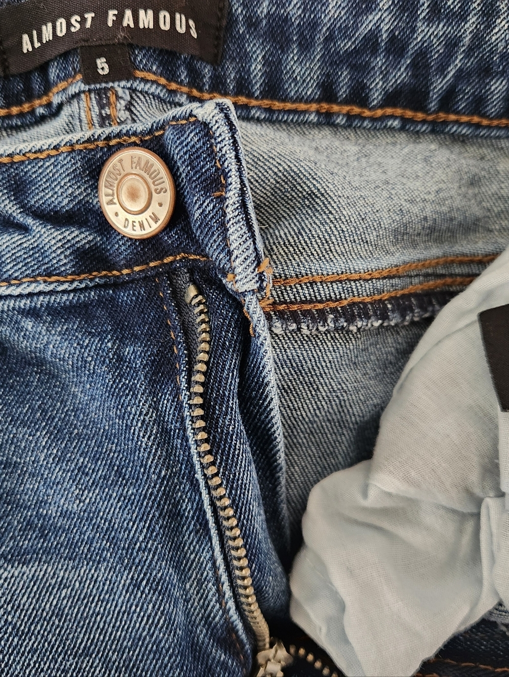 Almost Famous Blue Distressed Jean Shorts - Picture 4 of 4